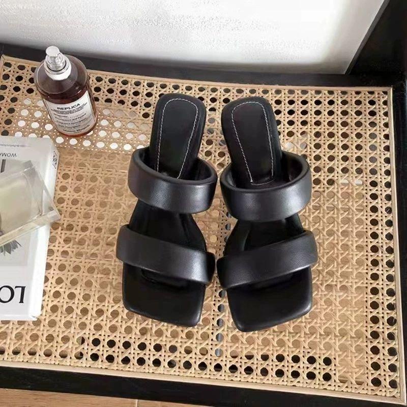 Giày Sandal Cao Gót Mũi Vuông Đế Mềm Phong Cách Pháp Thời Trang Mùa Hè 2022 Cho Nữ