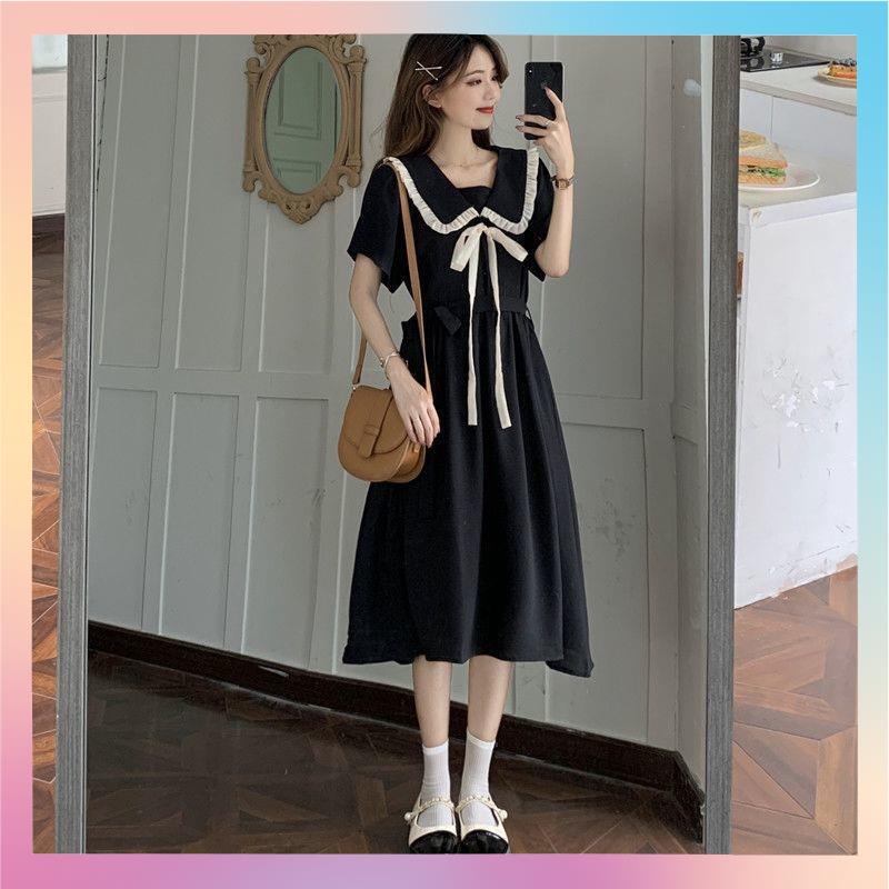 Đầm Cổ Búp Bê Cột Dây Thời Trang Mùa Hè Phong Cách Pháp Thanh Lịch