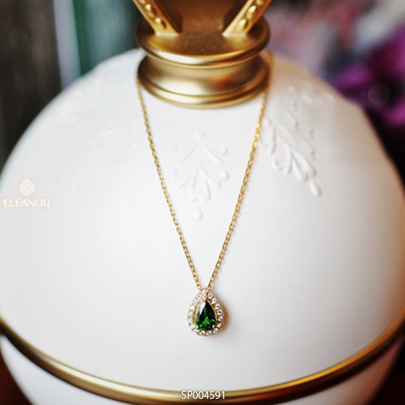 Dây chuyền nữ mặt hình giọt nước đính đá xanh Eleanor Accessories vòng cổ nữ viền đính đá phụ kiện trang sức dễ thương
