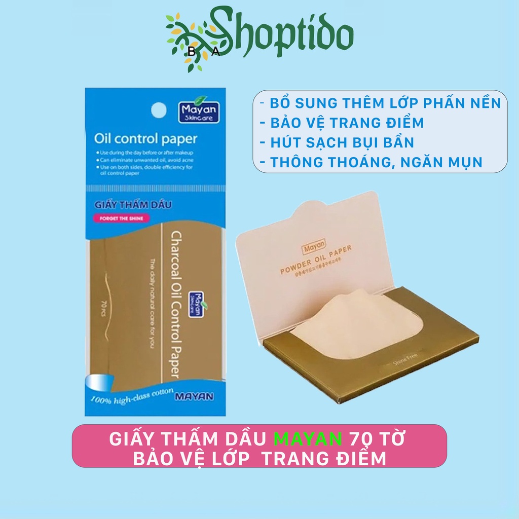 Giấy thấm dầu Mayan có phấn makeup 70 Tờ NPP Shoptido | BigBuy360 - bigbuy360.vn