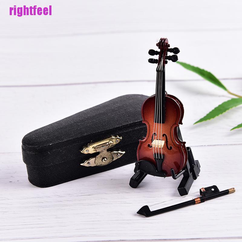 Mô Hình Đàn Violin Mini Bằng Gỗ Kèm Giá Đỡ Và Hộp Đựng Ốp