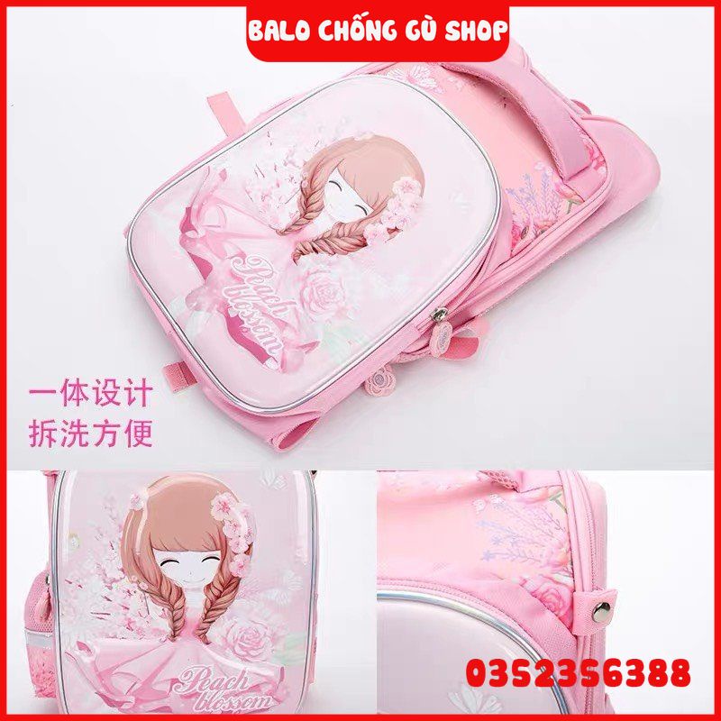 Cặp/ balo đựng sách vở chống gù cho bé gái hình công chúa chống gù lưng cao cấp cho bé từ lớp -5