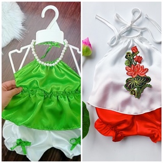 set yếm lụa kèm mấn xinh xỉu cho bé