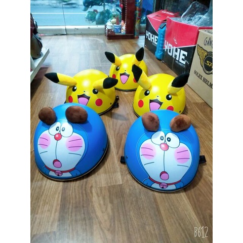 [phát minh] [chuyên sỉ đồ phượt] Nón bảo hiểm nửa đầu tem doremon và pikachu + tai