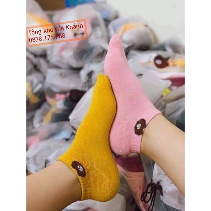 [ Set 10 ĐôI ] Tất Nữ Cổ Ngắn Dễ Thương Cute Phong Cách Hàn Quốc,Tất Gấu Set 10 Đôi