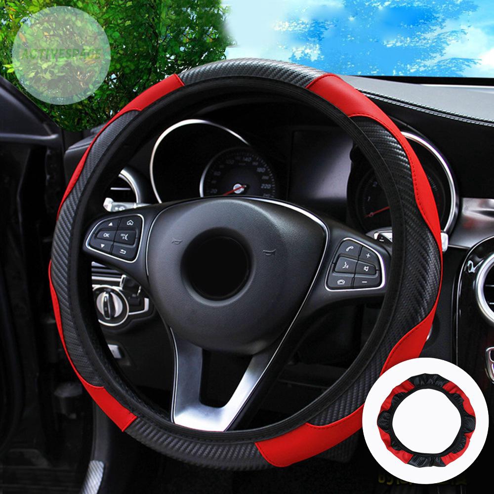 Vỏ bọc viền vô lăng bằng sợi carbon 30cm co giãn cho xe hơi