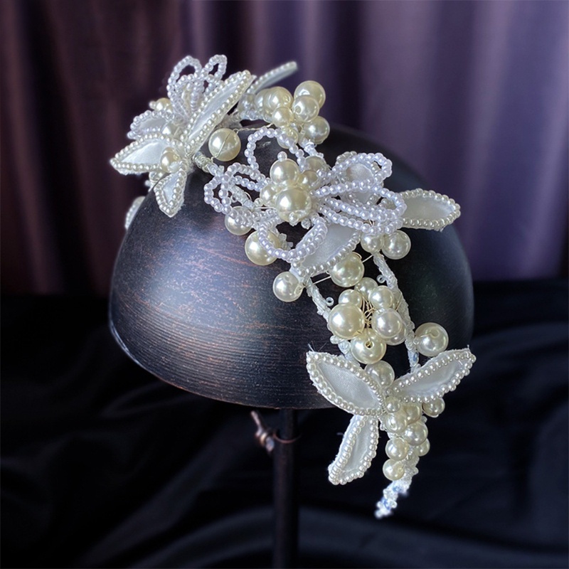 Cài Tóc Hình Vương Miện Đính Ngọc Trai Giả Lãng Mạn Cho Cô Dâu