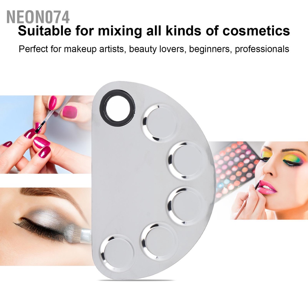 Neon074 Bảng trộn trang điểm Thìa thép không gỉ Sơn bột màu Son môi Tấm