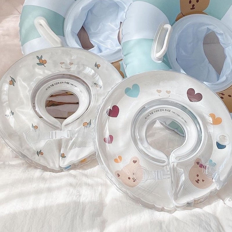 Phao Bơi Đeo Cổ Chống Lăn Hình Chú Gấu / Ô Liu Kiểu Hàn Quốc Dễ Thương Cho Bé Sơ Sinh