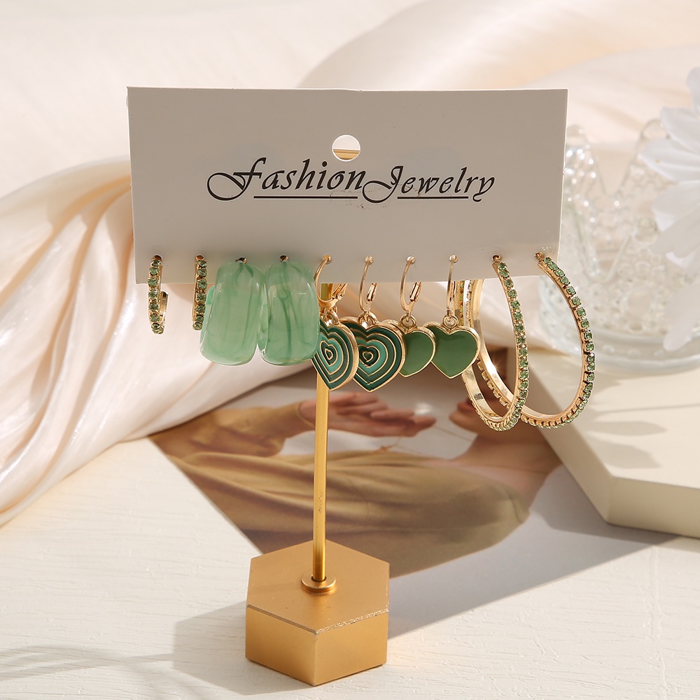 10Pcs/Set Diamond Earrings Set Metal Cloud Pearl Women Gold Earing Fashion Jewelry Accessories