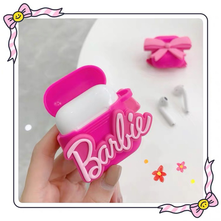 Vỏ đựng hộp sạc tai nghe Bluetooth bằng silicon họa tiết búp bê Barbie cho Airpods 1/2 Pro