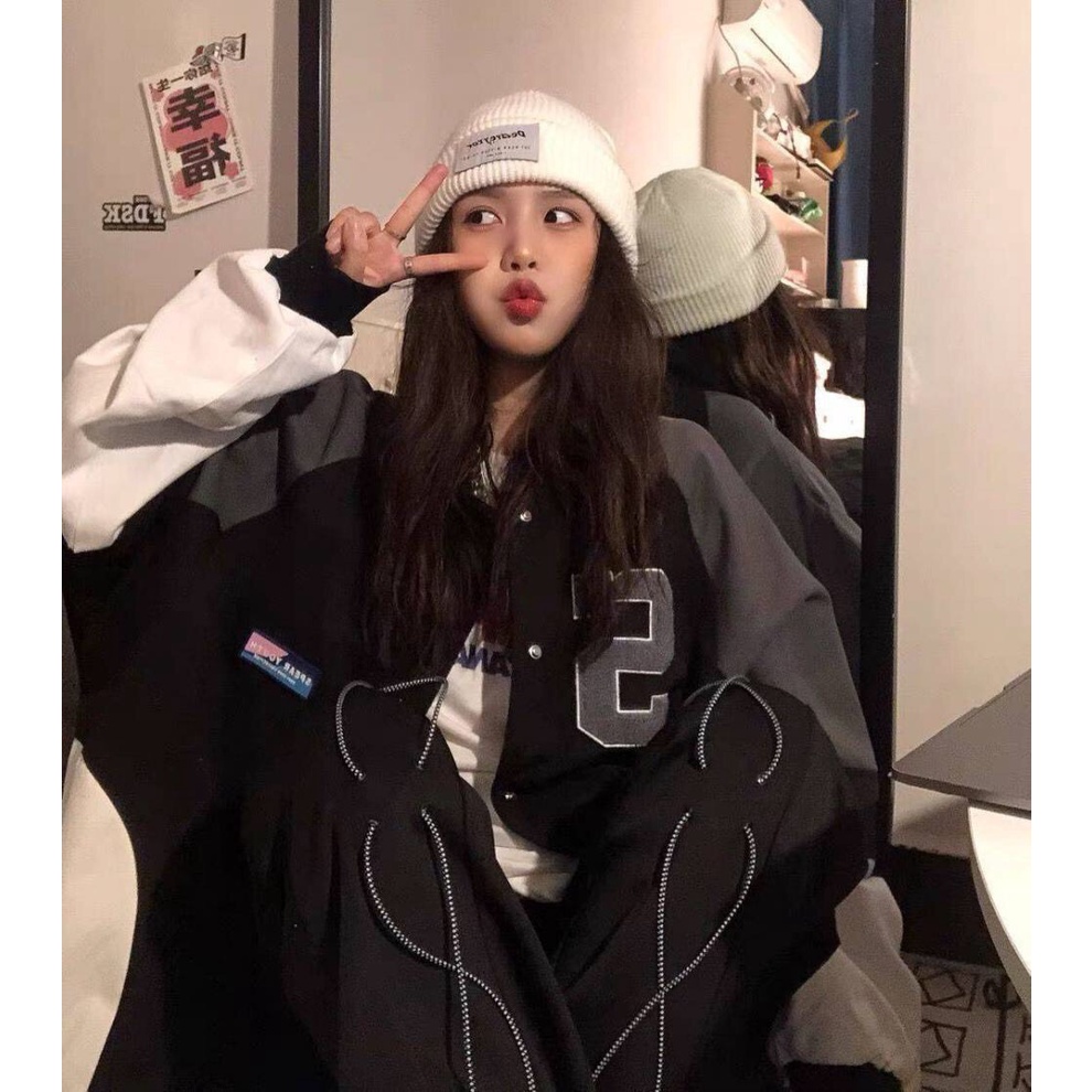 Áo bomber nam nữ phối tay số 5 phong cách hàn quốc - Áo khoác mùa đông from rộng thời trang unisex | BigBuy360 - bigbuy360.vn