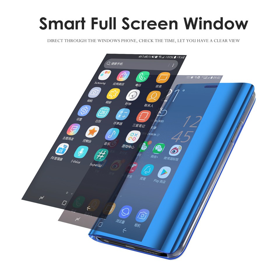 Bao da tráng gương nắp gập sang trọng cho điện thoại Xiaomi Mi 9 9se 8 8lite 6 6x a2 a2 lite