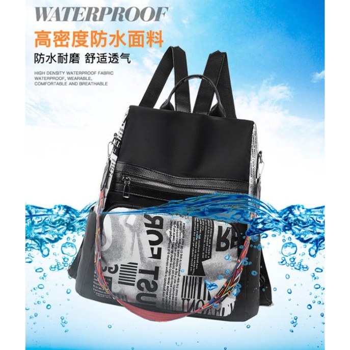 Balo nữ vải dù chống thấm phối chữ siêu trẻ trung mã BL02