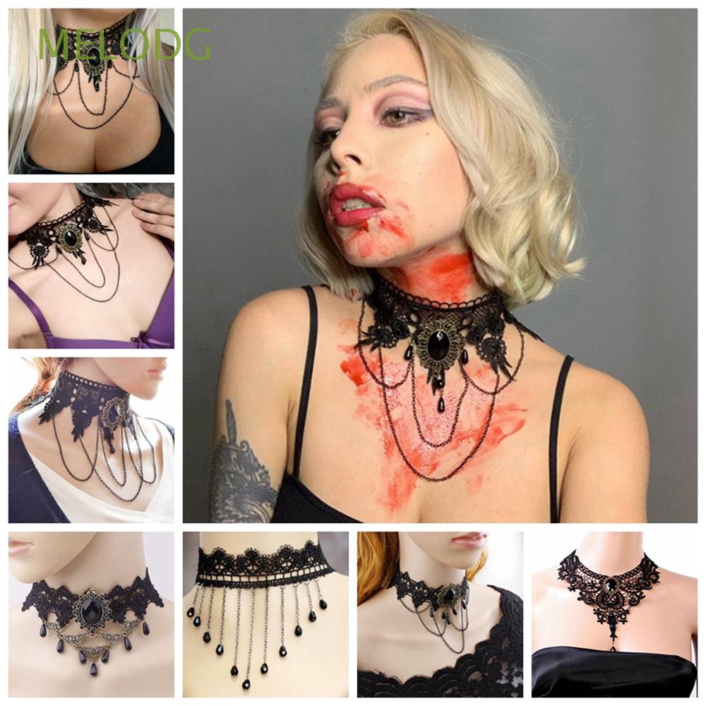 Vòng cổ ren đính đá pha lê quyến rũ thời trang dành cho nữ