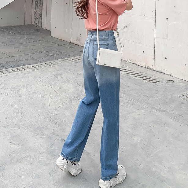 SUXI Quần Jean Dài Lưng Cao Dáng Rộng Màu Gradient Dễ Phối Đồ Thời Trang Xuân Hè Cho Nữ