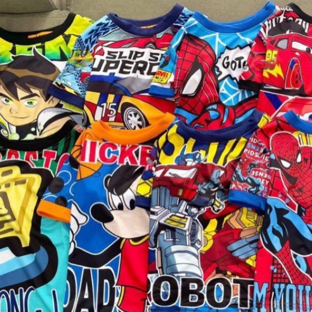 Bộ quần áo trẻ em chất cotton cho bé trai bé gái 10-30kg Củ khoai tây shop in hình nhân vật hoạt hình
