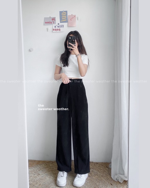 [Mã SKAMFSW175 giảm 10K đơn 50K] Quần suông ống rộng cài cúc TSW (Ảnh thật)