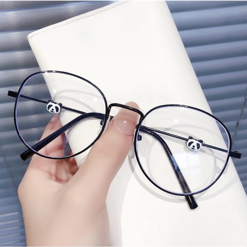 Mắt Kính Gọng Tròn Hình Gấu Trúc Chống Bức Xạ Cho Nữ