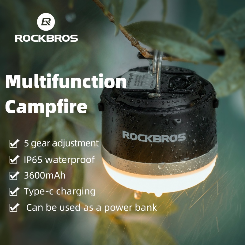 Rockbros Đèn Cắm Trại Nam Châm Chống Thấm Nước Đa Năng 3600mAh Sạc Được