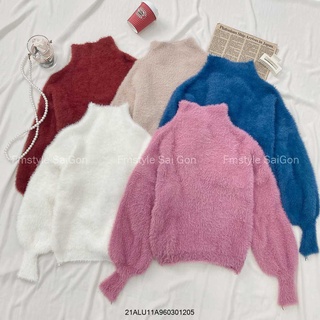 Áo lông cừu cổ lọ tay dài nữ dáng rộng hàn quốc cardigan thời trang thu đông VM Shop 21ALU10A962902