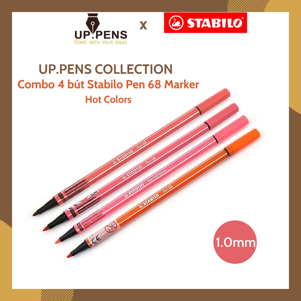 Combo 4 bút lông màu Stabilo Pen 68 Marker – 1.0mm – Hot Colors