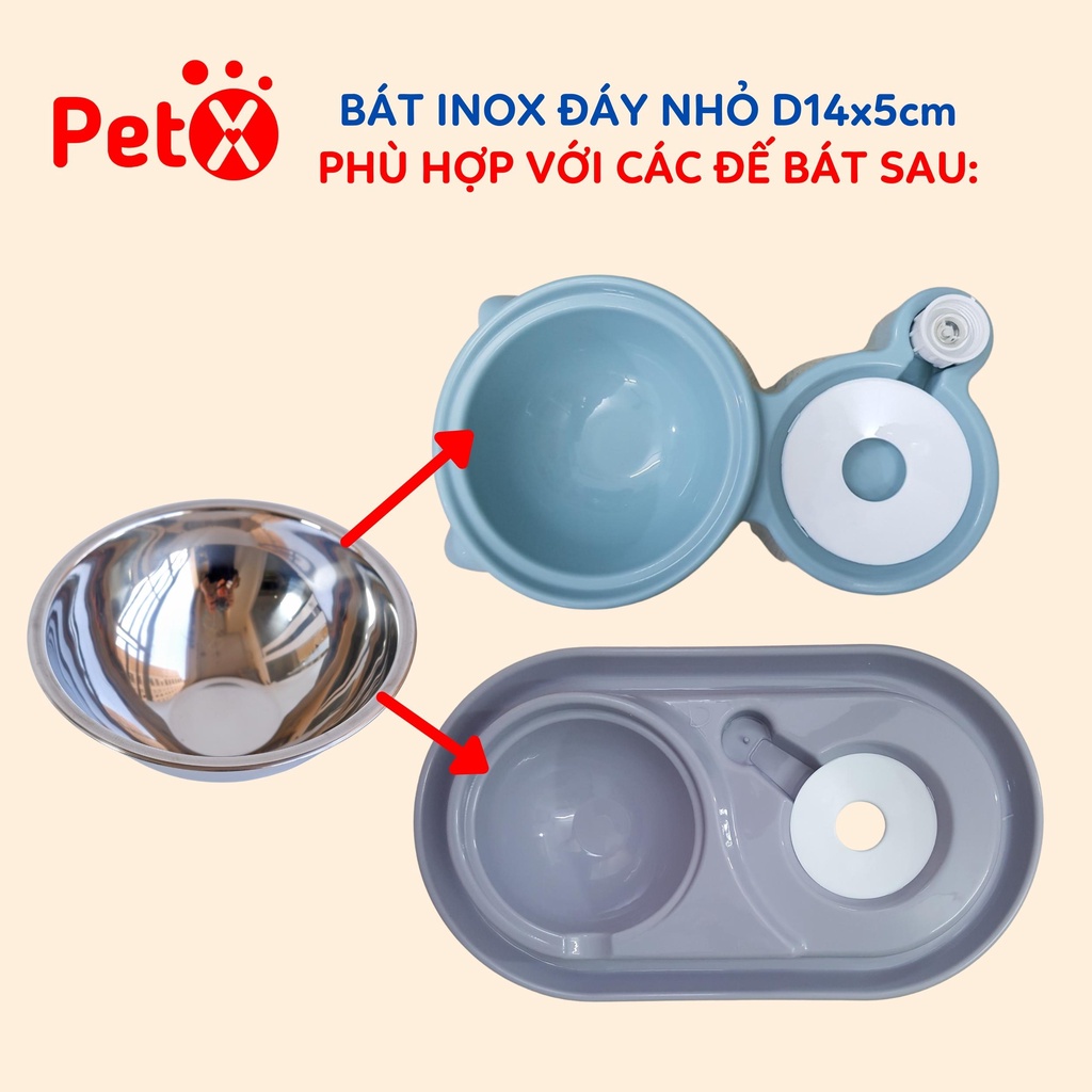 Bát ăn cho chó mèo, thú cưng, bát inox D14cm