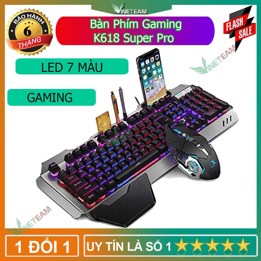 Bàn Phím Gaming K618 Super Pro New 2020 Led Đổi Màu 10 Chế Độ Led Khác Nhau Ngang Phím Cơ -dc4029