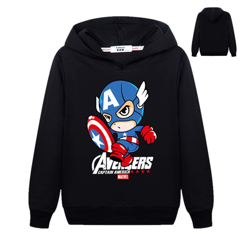 Áo Hoodie Mỏng In Họa Tiết Captain America Hoạt Hình Thời Trang Xuân Thu Cho Bé Trai Từ 3-14 Tuổi