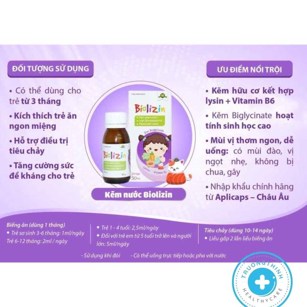 Kẽm hữu cơ bổ sung kẽm cho trẻ Biolizin