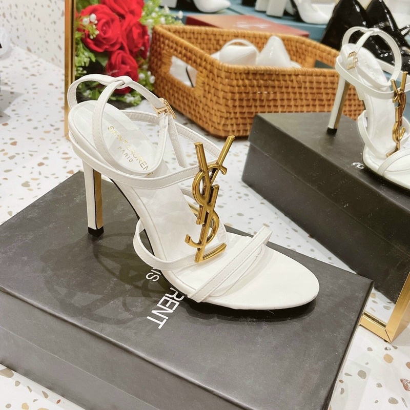 Sandal gót nhọn quai chữ vàng đồng fullbox