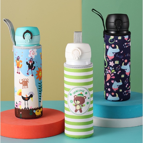Túi Giữ Nhiệt Họa Tiết  Hoạt Hinh Cho BÌnh Đựng Nước 500 Ml
