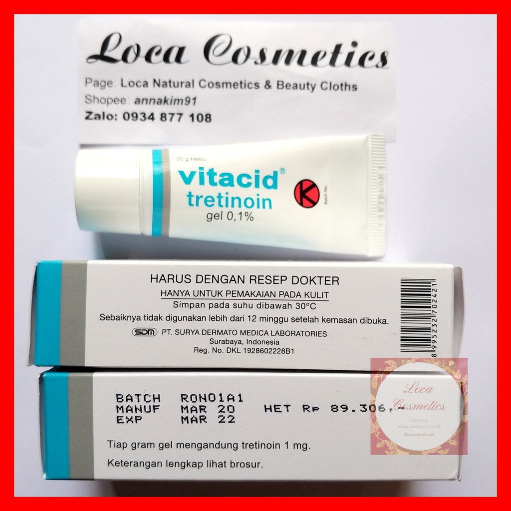[Chính Hãng] Tretinoin Vitacid 0.1%, 0.05%, 0.025% - (Dạng Gel) hỗ trợ giảm mụn, chống lão hóa da.