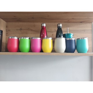 Ly giữ nhiệt inox 2 lớp hình trứng đủ màu 380 ml loại nhám rất phù hợp để cafe bàn lúc sáng sớm