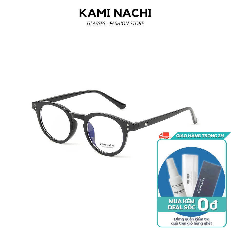 Gọng kính V thời trang nam nữ KAMI NACHI dáng tròn phong cách đơn giản 5217 [CÓ THỂ LẮP TRÒNG CẬN]
