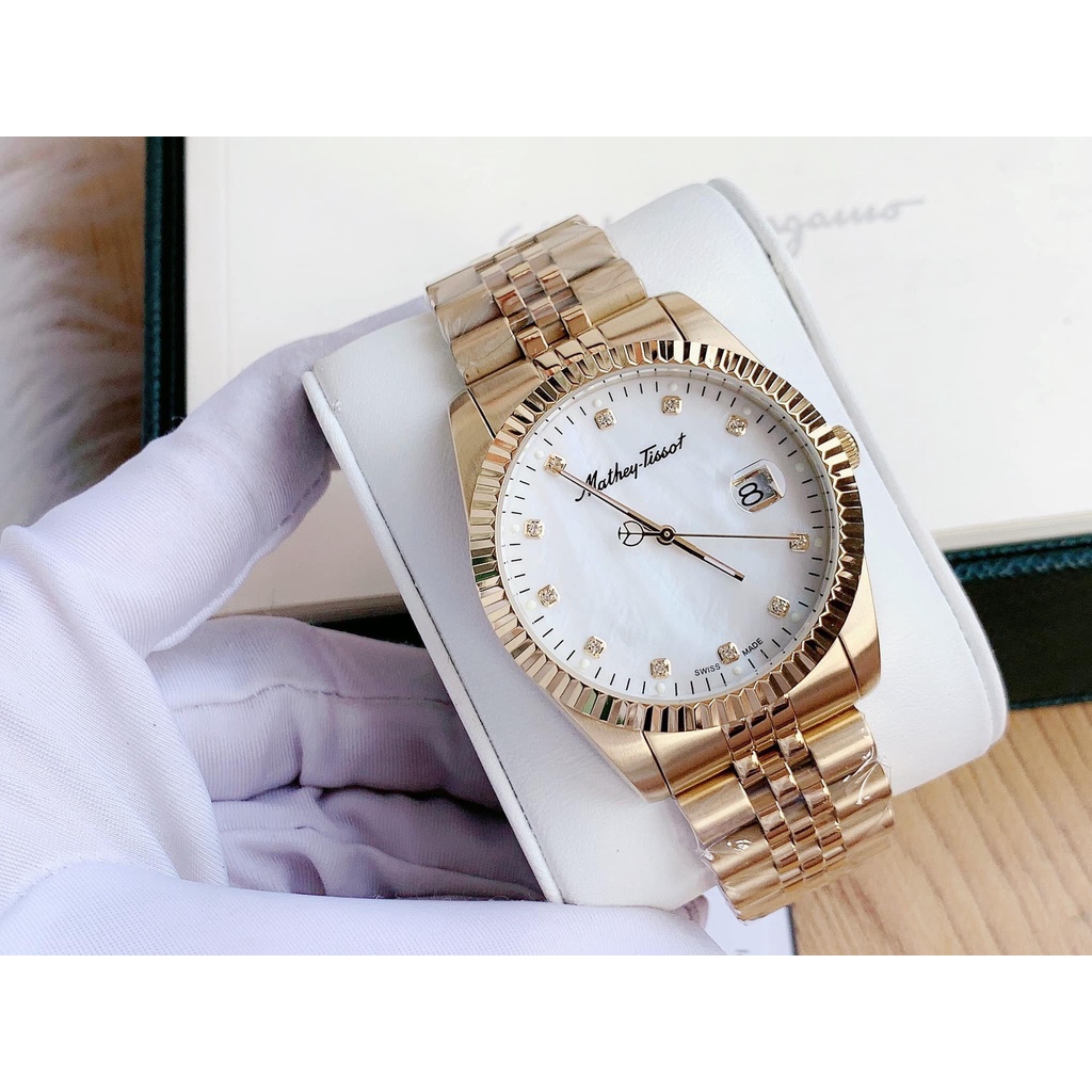 Đồng hồ nam Mathey Tissot Mathy II nam, mặt trắng, dây vàng H710PI
