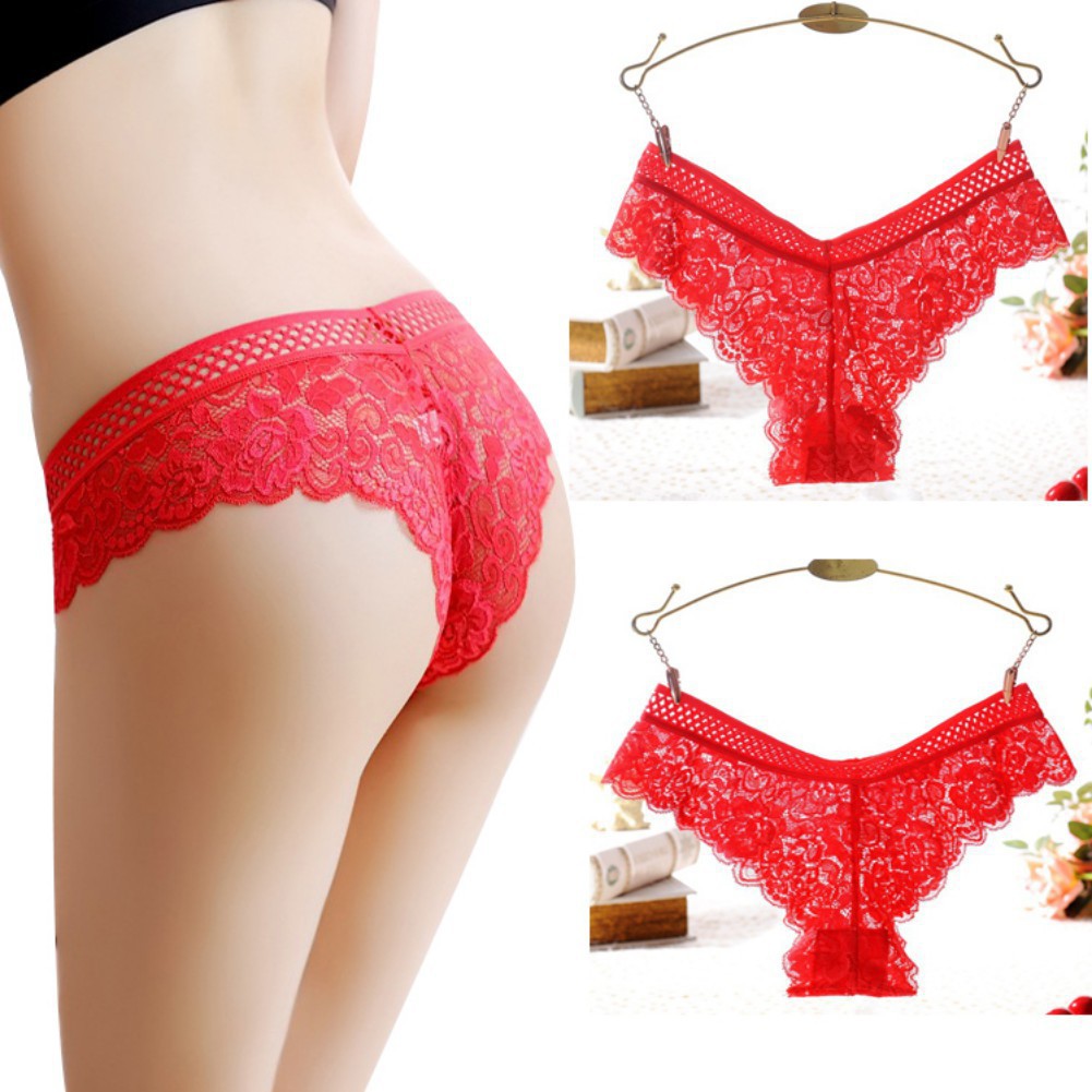 Quần lọt khe đính ren màu trơn