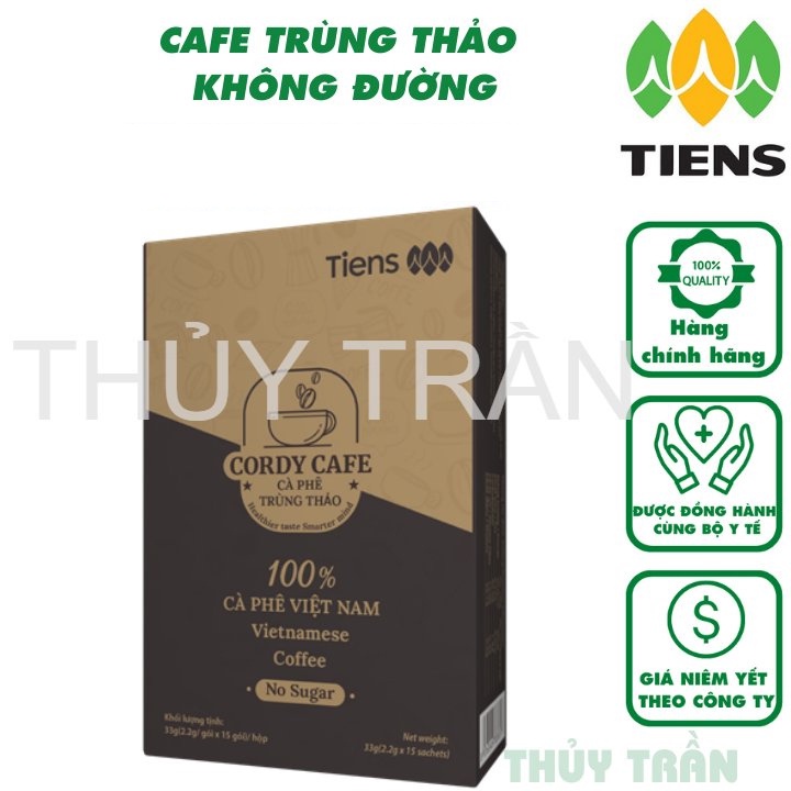 CAFE TRÙNG THẢO - CORDY CAFE NO SUGAR - TIENS (15 gói/ hộp)