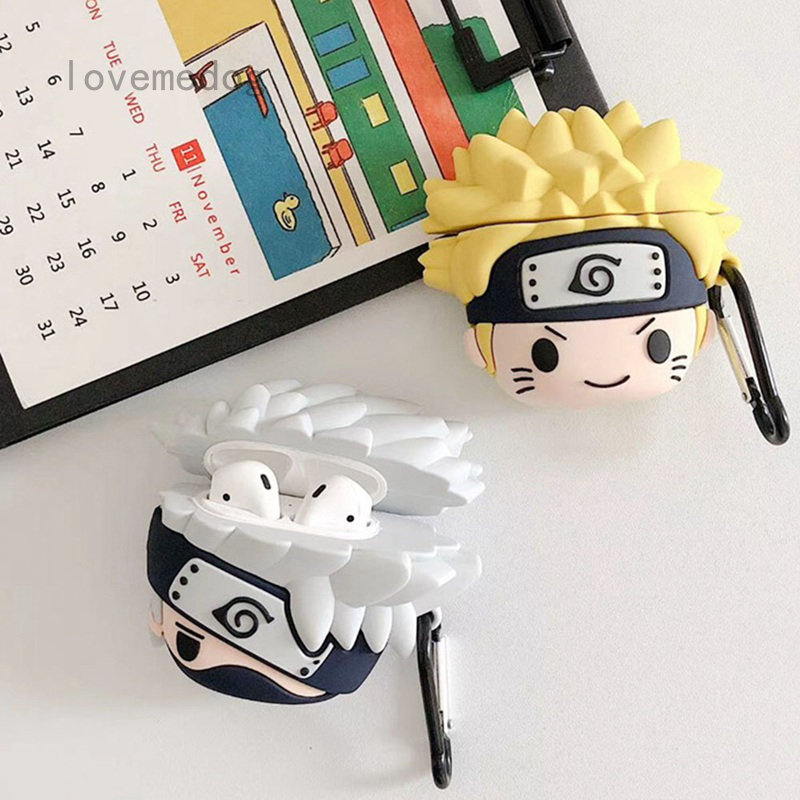 Vỏ bảo vệ hộp sạc tai nghe mềm bằng silicon hình Naruto Uzumaki 3D cho Airpod 12