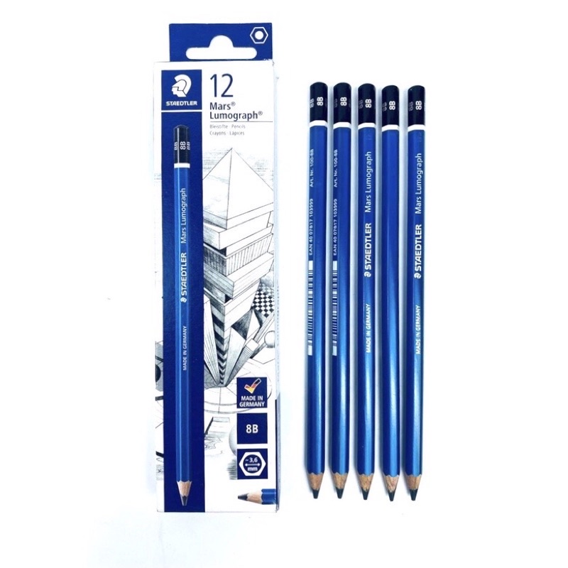 Set 3 bút chì Đức 100-2B Staedtler Mars Lumograph cao cấp 12 c/ hộp chính hãng, tặng gọt chì