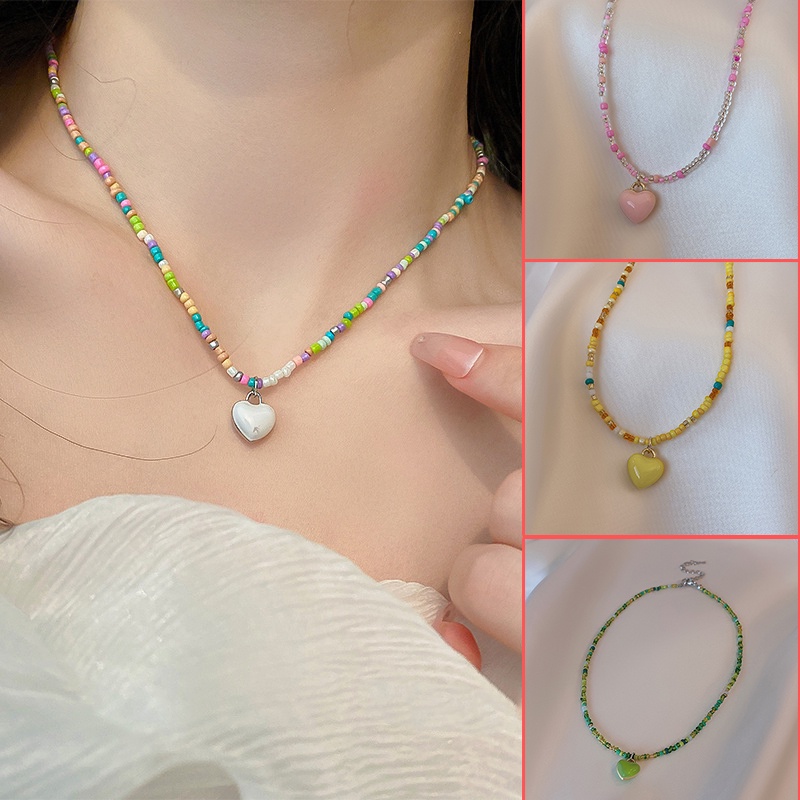 Vòng cổ MANYUE chất liệu acrylic mặt trái tim thời trang nhiều màu sắc