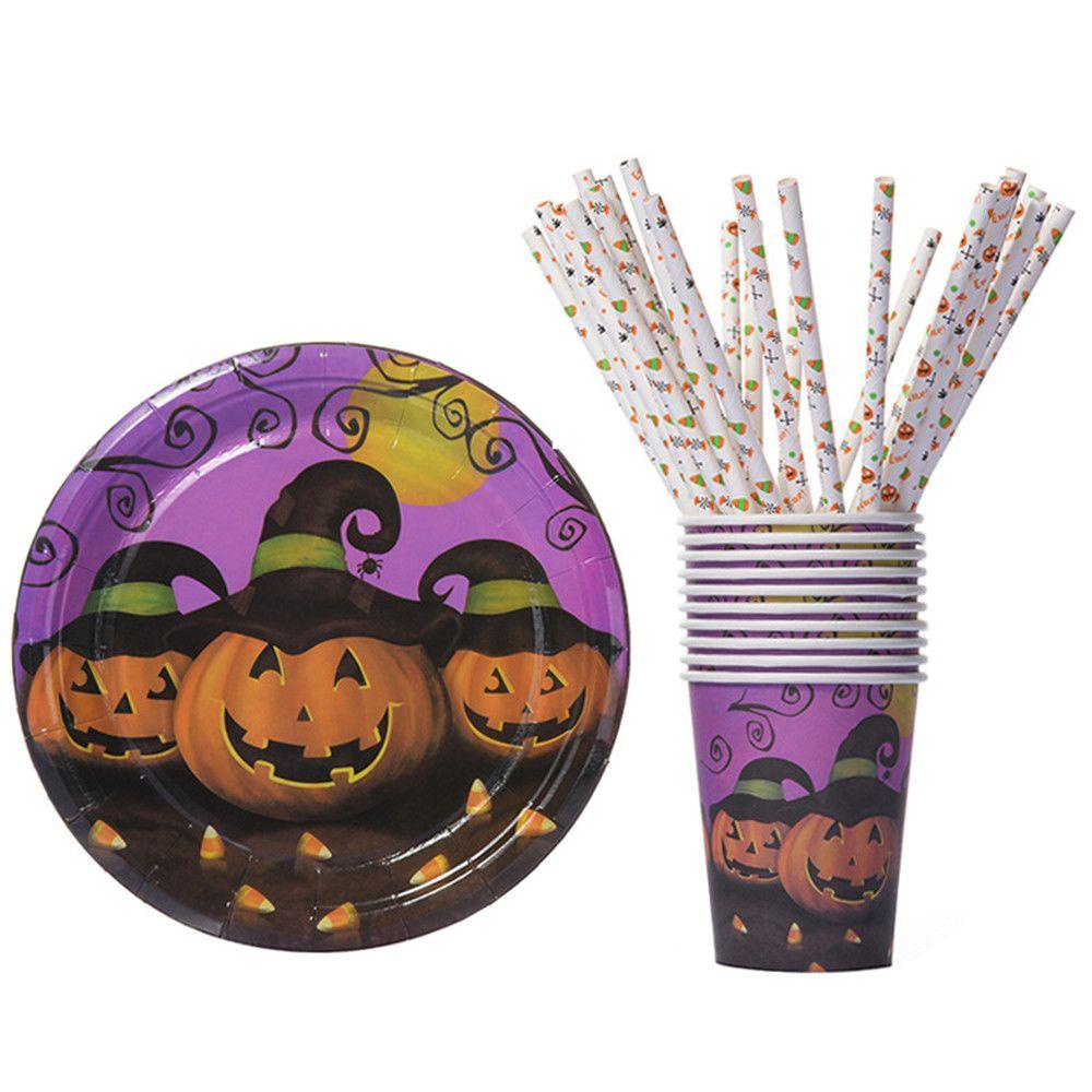 YEW Set 10 Đĩa Giấy Họa Tiết Halloween