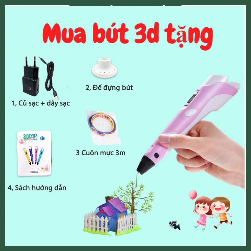 Bộ Bút Vẽ 3D Độc Đáo Cho Bé Kèm Phụ Kiện Sáng Tạo Độc Đáo Thỏa Sức Sáng Tạo