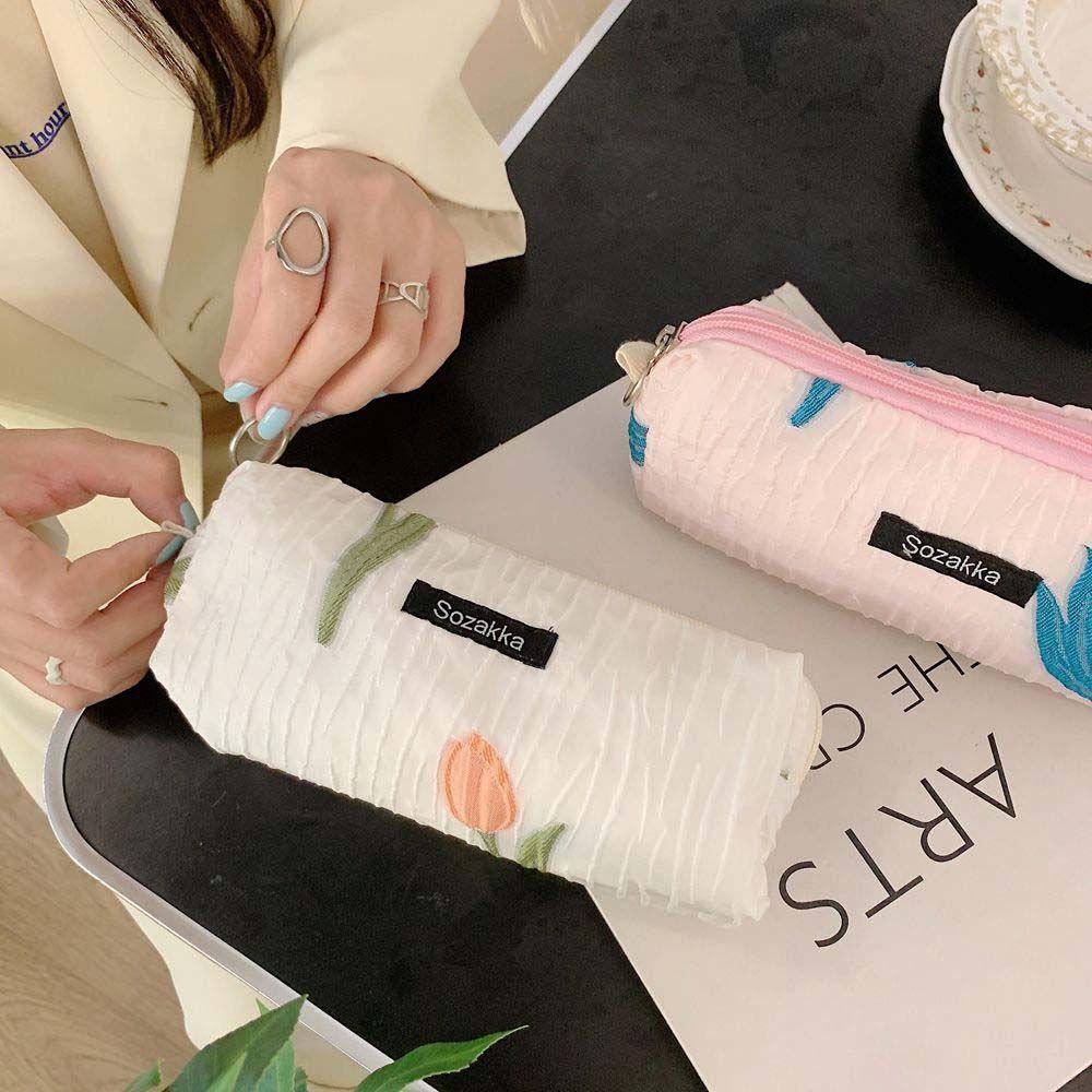 OCEANMAP Túi Đựng Mỹ Phẩm Vải Canvas Hình Vuông In Hoa Kiểu Nhật Bản Dễ Thương