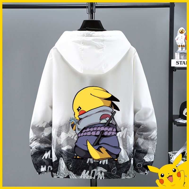 Pokemon Clothes Big Kids Long Sleeve Sunscreen Jacket Ice Silk Sunscreen Cool Summer Boys and Girls Ultra-thin Breathable Student Tops Adult Trend Anti-UV Pikachu Sunscreen Quick Dry Autumn Clothes