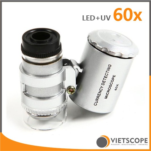 Kính hiển vi LED mini 60x kèm đèn cực tím