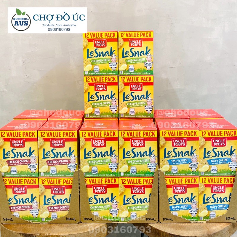Bánh quy chấm phô mai Le Snak UNCLE TOBYS hộp lớn 12 gói - nhập Úc 🇦🇺