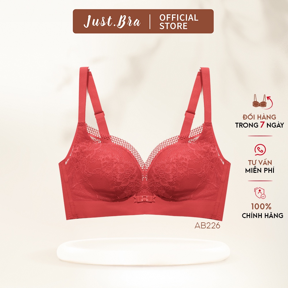 Áo ngực Just Bra mút dày không gọng, họa tiết ren thanh lịch AB226