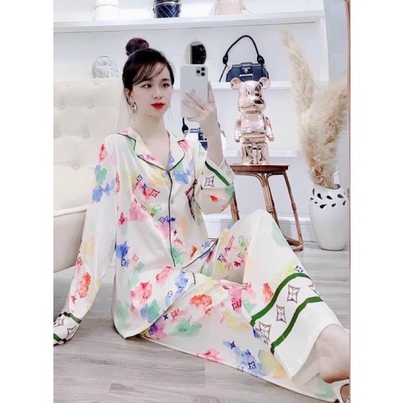 Bộ Pịama lụa cao cấp mặc nhà xinh xắn