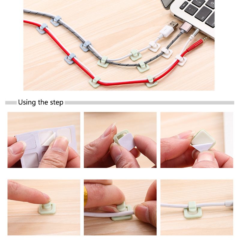 Bộ 18 Kẹp Giữ Dây Cáp Tự Dính Tiện Dụng Cho Xe Hơi